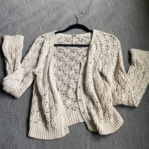 Free People Eyelet Button Up Sweater